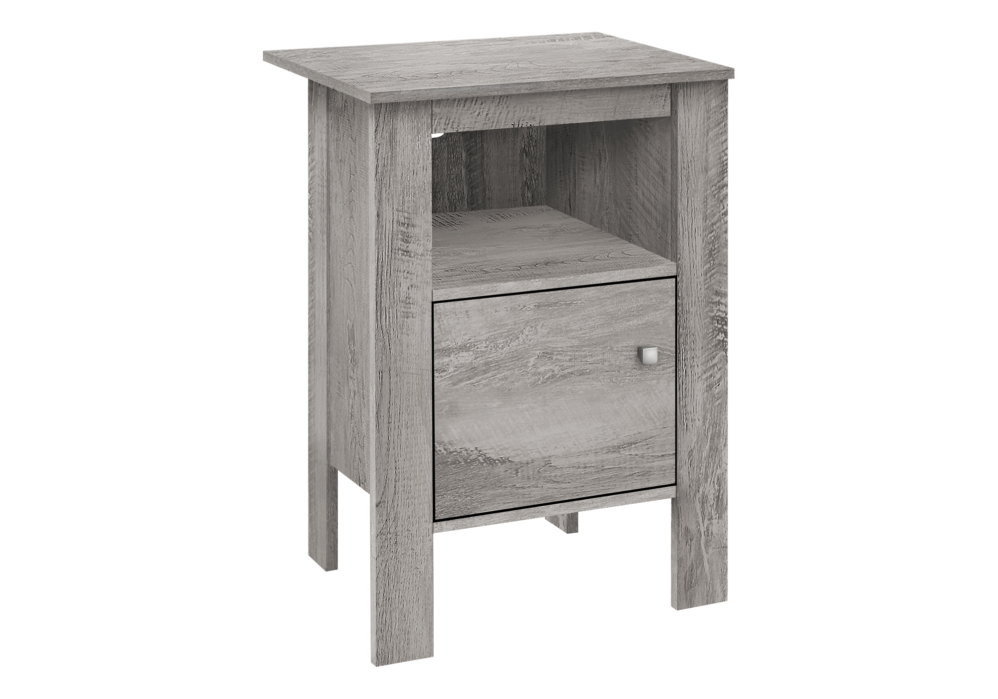ACCENT TABLE - INDUSTRIAL GREY NIGHT STAND WITH STORAGE